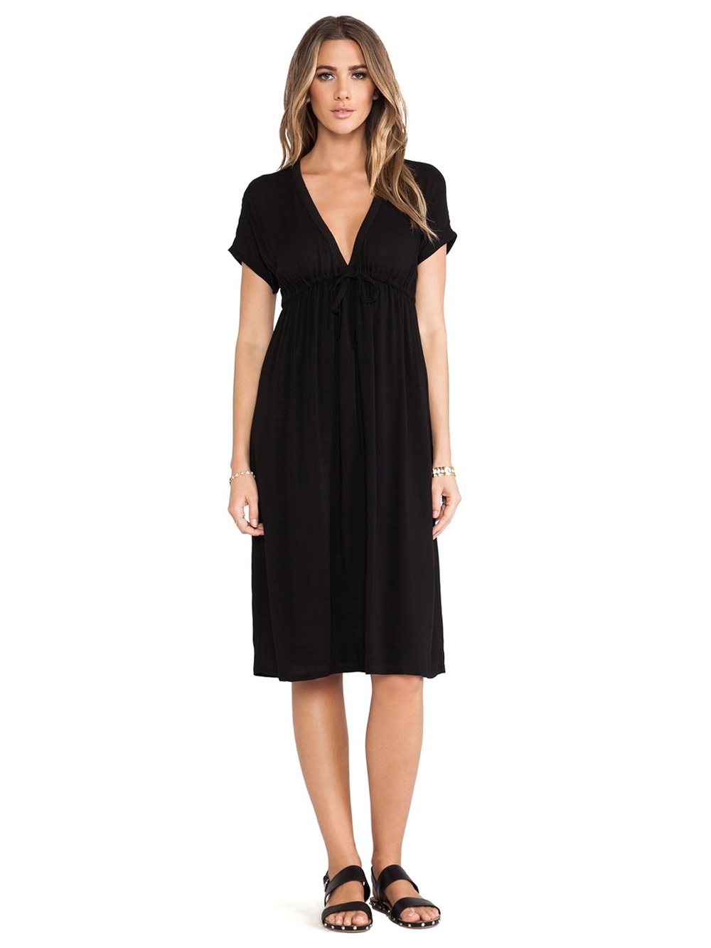 James Perse Empire Midi Dress black size 0